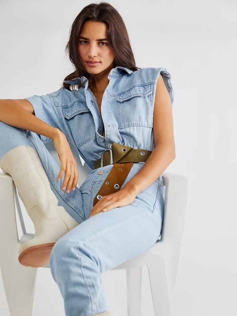 ✨ Free People Marci Jumpsuit – Size M – Clear Skies ✨